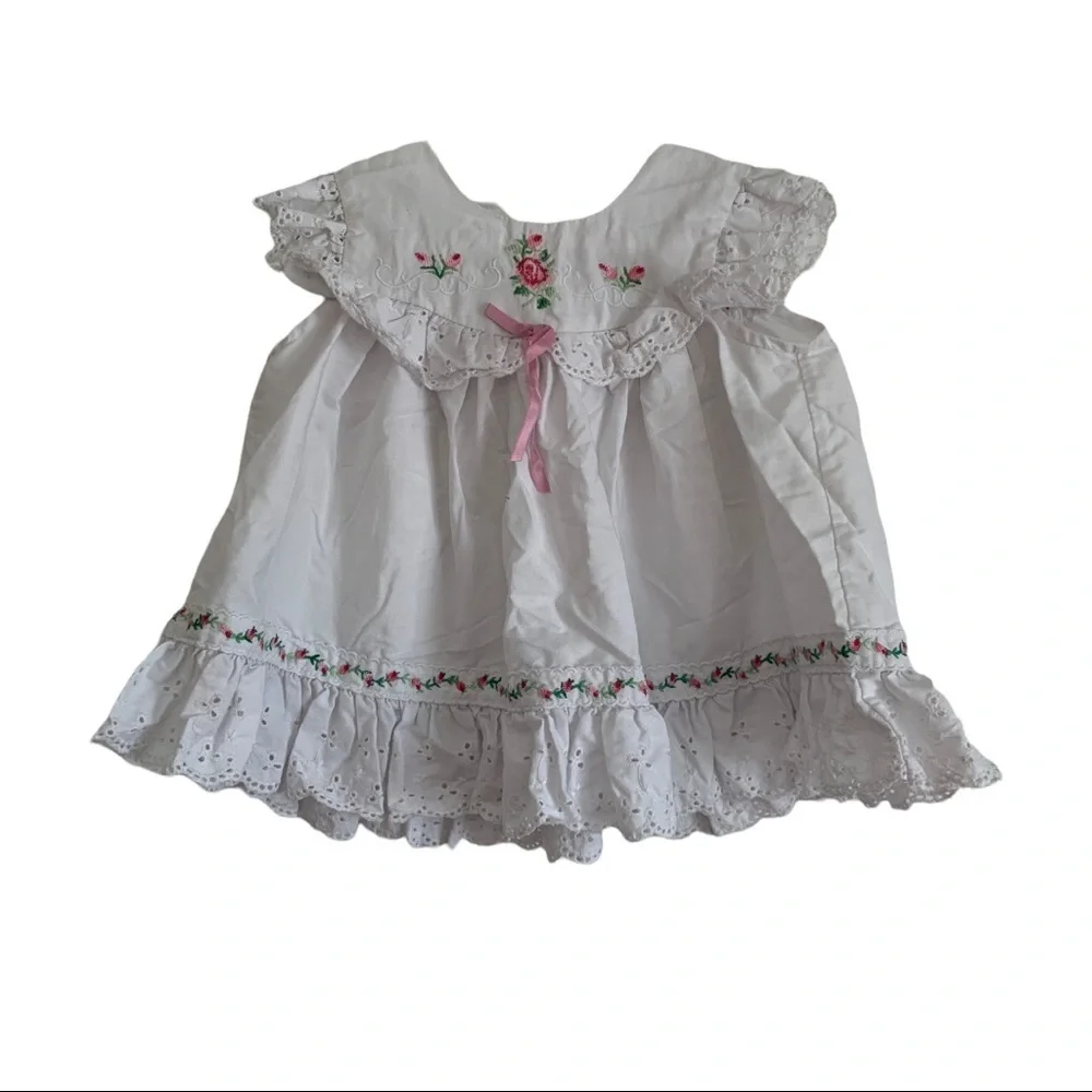 Vintage baby girl‎ white lace embroidered dress